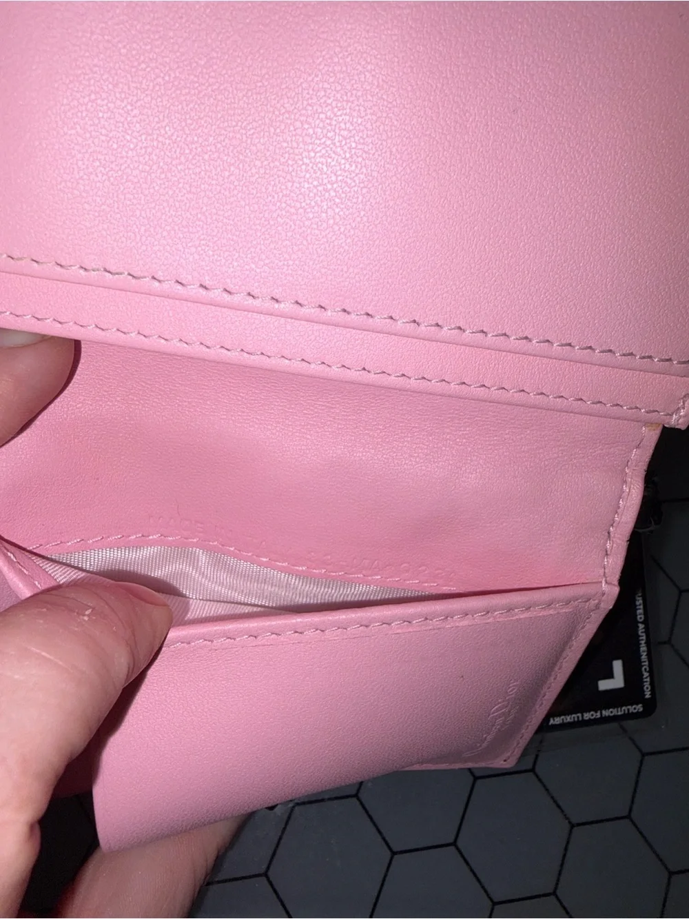 Dior Lady Bloom Black Cannage Lambskin Card Holder with Pink Charms